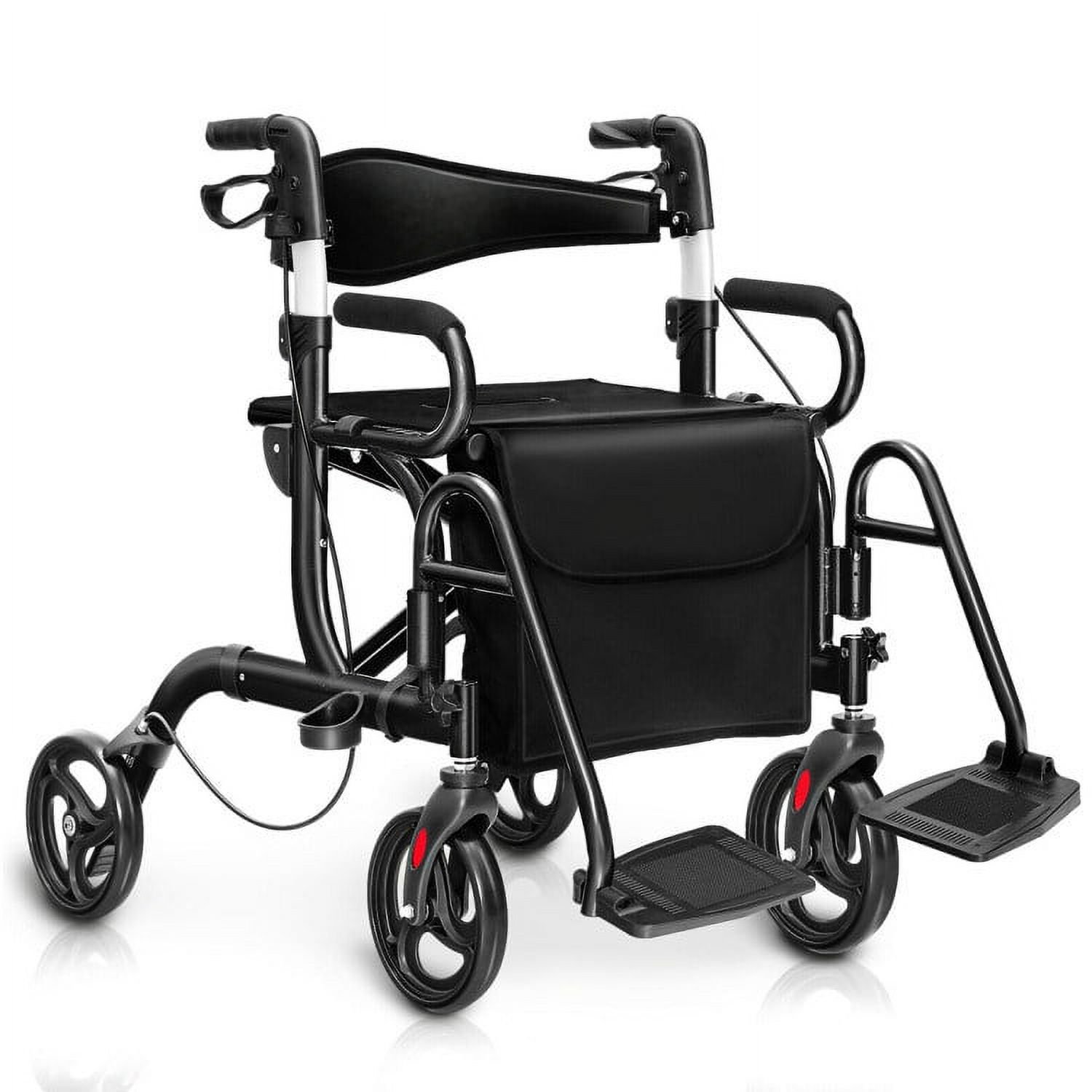 Grace Paws Folding Rollator Walker with 8-inch Wheels and Seat