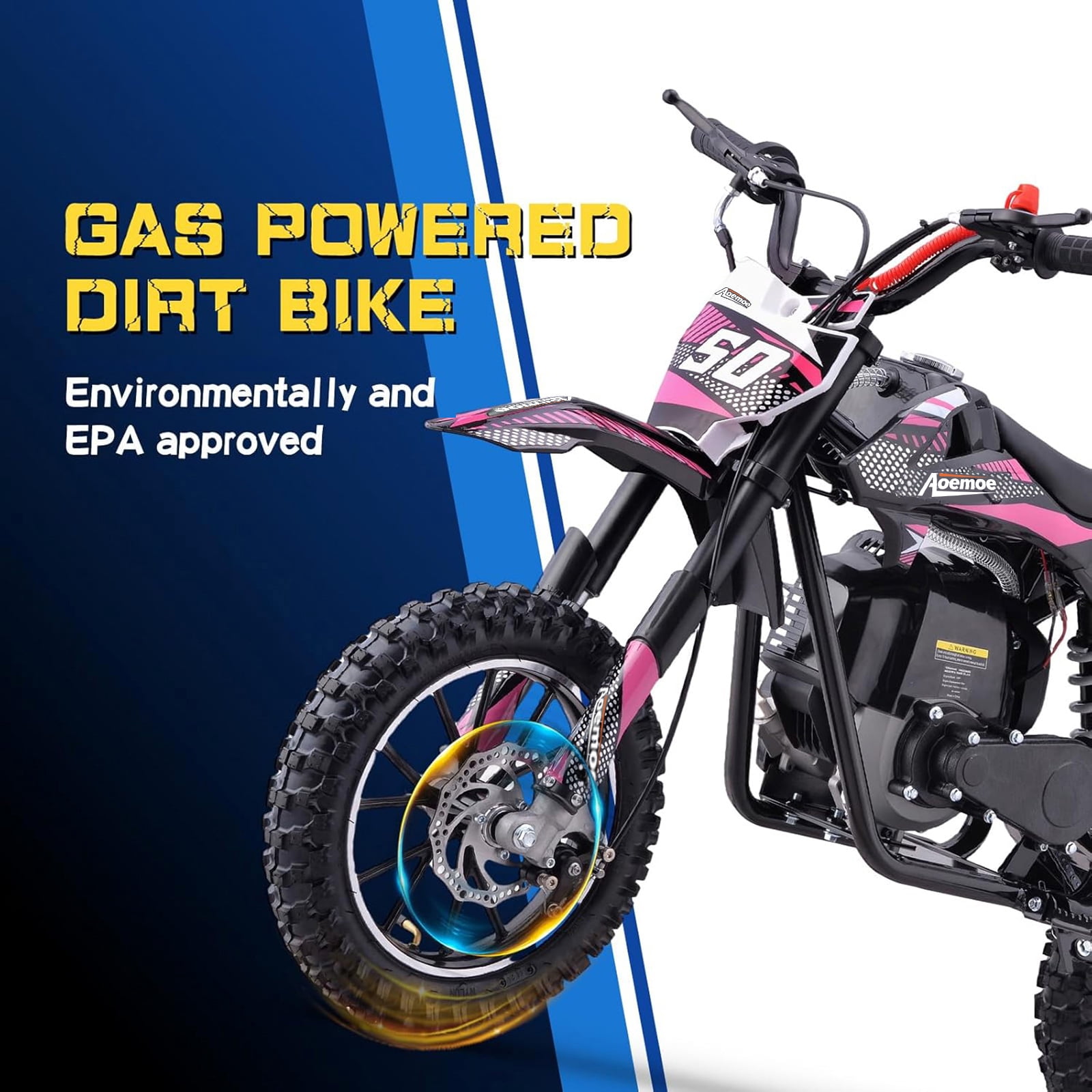 Aoemoe 39cc 4-Stroke Kids Mini Dirt Bike, Gas Powered, Rear Suspension & Disc Brakes, 20Mph/165Lbs,Pink