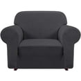 thumbnail image 1 of iCOVER Chair Sofa Slipcover, One Piece High Stretch Armchair Couch Cover, Machine Washable Spandex Jacquard Fabric, Bottom Elastic Easy to Install, Non-Slip Furniture Protector,Dark Gray, 1 of 5