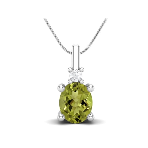 5x4mm Oval Peridot 925 Sterling Silver Solitaire Women Valentines Day Gifts Necklace