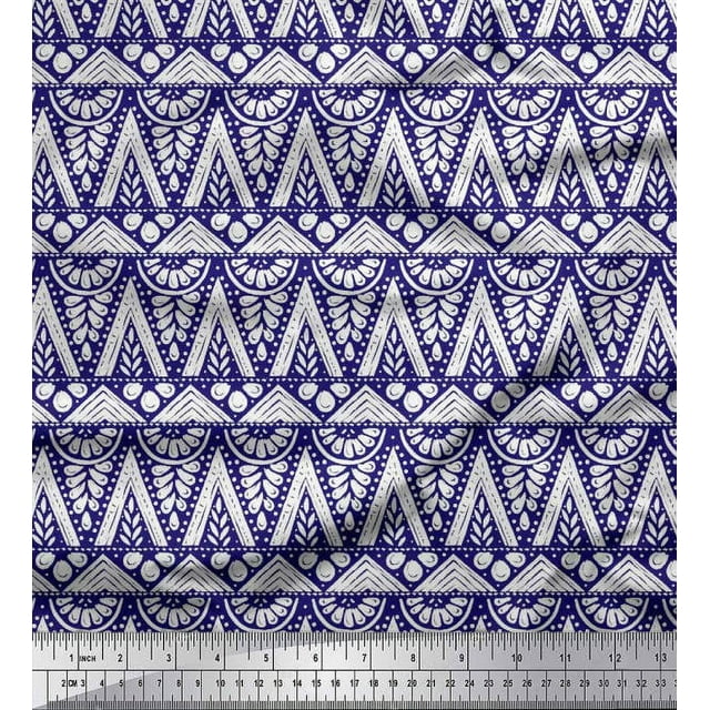Soimoi Cotton Voile Fabric Geometric & Floral Block Fabric Prints by Yard 56 Inch Wide