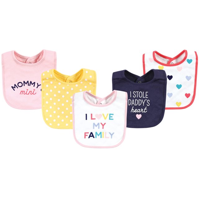 Hudson Baby Baberos unisex de algodón para niña Bold Family Talla única