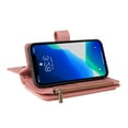 thumbnail image 6 of Dteck Case for iPhone 13 6.1-inch ,Retro Magnetic Leather Card Holder Wallet Zipper Flip Case Kickstand Protector Purse Shockrpoof Strap Cover,Pink, 6 of 8