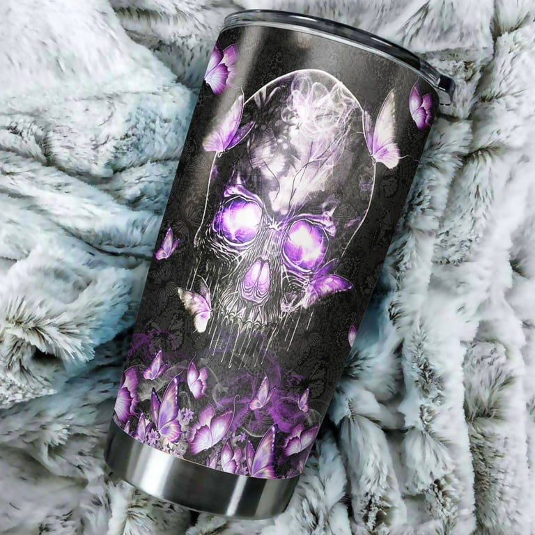 Flagwix Insulated Tumbler Purple Skull Butterfly Stainless Steel