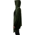 thumbnail image 6 of QHFBli Slim Fit Mens Trench Coat Men's Long Hooded Cardigan Shawl Lightweight Open Front Drape Cape Overcoat Green XXL, 6 of 6