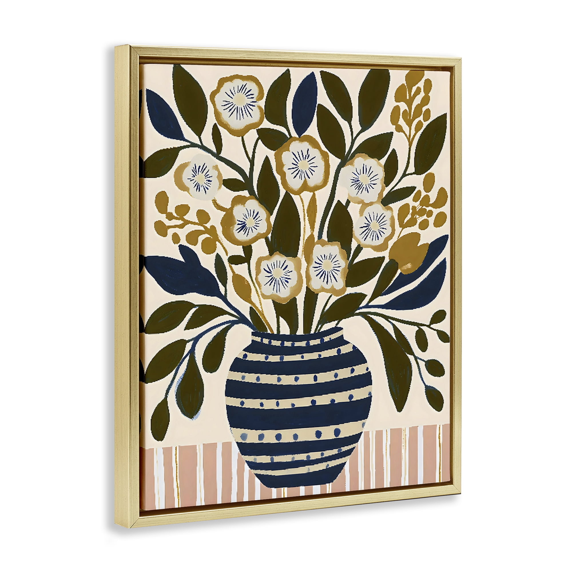 Stupell Industries Wild Bloom Boho Arrangement Gold Framed Floater Canvas Wall Art, design by Creative Studio