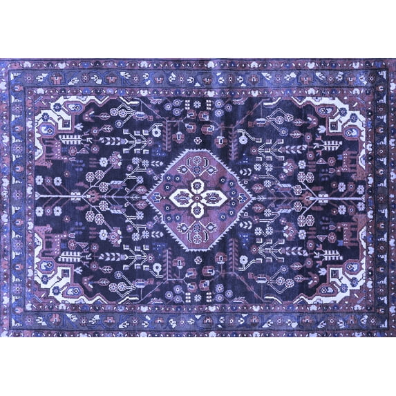 Ahgly Company Machine Washable Indoor Rectangle Persian Blue Traditional Area Rugs, 7' x 10'