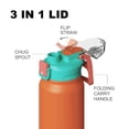 thumbnail image 2 of SURFVEN 40 oz Vacuum Insulated Stainless Steel Water Bottle with 3-in-1 Lid, Orange, 2 of 7