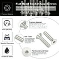 thumbnail image 3 of Uxcell 1/4-20 x 1-1/8" Flat Countersunk Head Socket Cap Countersunk Bolt Machine Screws 304 Stainless Steel 18-8, 10 Pcs, 3 of 7