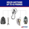 thumbnail image 4 of Master Magnetics Neodymium Magnetic Carabiner Hook - 1.125" Diameter, 0.2" Thick, 45 lb. Pull, Chrome, 07587, 4 of 6