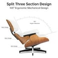 thumbnail image 4 of Echamp Mid-Century Leather Walnut Swivel Lounge Chair and Ottoman, White, 4 of 8