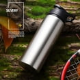thumbnail image 2 of MOQIN Insulated Water Bottle 24oz with Handle and Flip Tops Lids Stainless Steel Water Bottle Push Button Lid Leak proof Portable for Cyclists, Runners, Hikers, Beach Goers, Picnics, Camping, 2 of 3