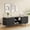 Black, variant on YWEN Mid Century Modern TV Stand for TVs Up to 75", Farmhouse Fluted TV Stand, Retro Wood TV Stand with Storage and Shelf, Entertainment Center with Pop-Up Doors for Living Room, Bedroom, Walnut