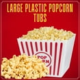 thumbnail image 2 of Large Plastic Popcorn Tubs 8.75x8.75 inches Empty Containers for Home Kitchen Food Buckets Serving Snacks Theater Movie Night Summer Birthday Party Favors Table Decoration Gift Supplies, 2 of 7