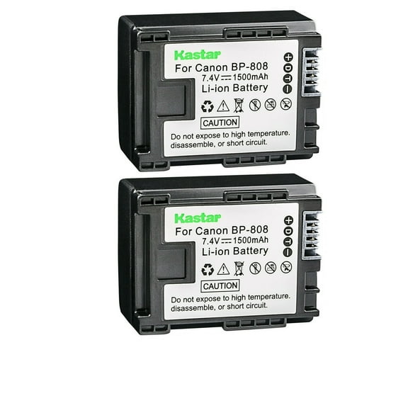 Kastar 2-Pack BP-808 Battery 7.4V 1500mAh Replacement for Canon VIXIA HG30, XA10, XA10 HD, FS10, FS11, FS20, FS21, FS22, FS31, FS40, FS100, FS200, FS300, FS400, HF G10, HF G20, VIXIA HF M30 Camera