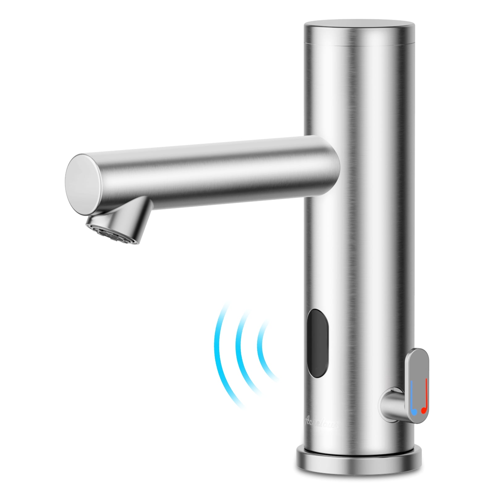 Achelous Automatic Touchless Bathroom Sink Faucet with Temperature Control Battery Powered Brushed Nickel