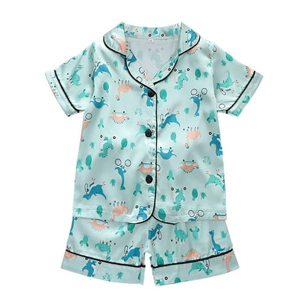 

EnJoCho Casual Clothes for Baby Boys Girls Cute Printed Short Sleeve Shorts Satin Pajamas Universal Loungewear Set Baby Kids Party Comfort Clothing Trendy Set