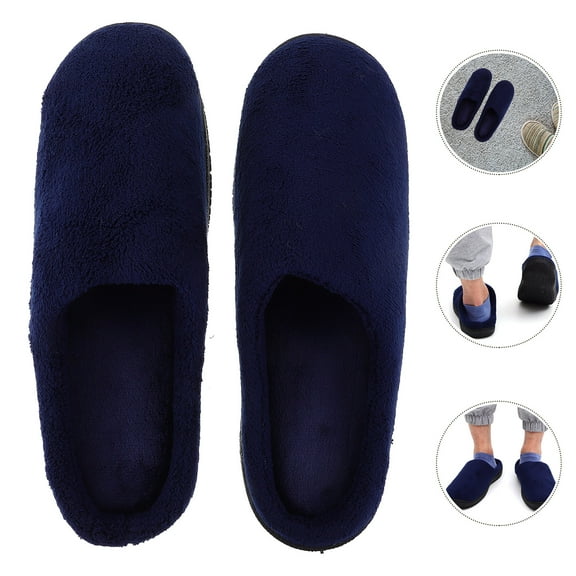 AURARMLET Bathroom Slippers 1 Pair Dark Blue Tpr Plush Breathable Comfortable For Indoor Use