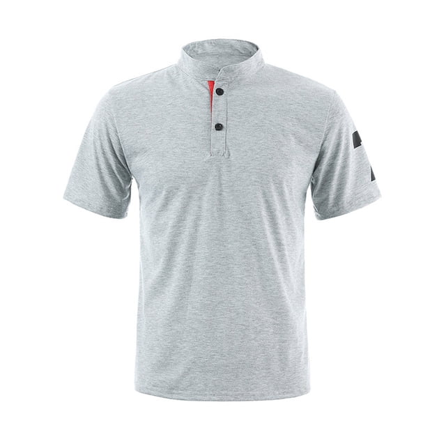 ylioge Graphic Tees for Men Short Sleeve Golf Shirts Casual Pullover Button Stand Collared Solid Color Comfort Athletic Workout Tshirts Tops