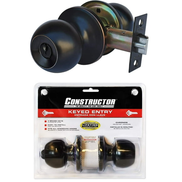 CONSTRUCTOR Chronos Entry Door Knob Universal Keyed Lock Handle Set (Oil Rubbed Bronze)