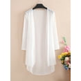 thumbnail image 3 of iiniim Womens Casual 3/4 Sleeve Open Front Lightweight Drape Cardigan with Irregular Hem, 3 of 7