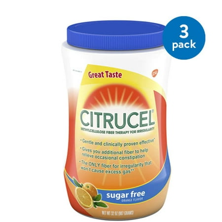 (3 Pack) Citrucel Powder Sugar-Free Orange-Flavor Fiber Therapy for Occasional Constipation Relief, 32 (Best Fiber Supplement For Constipation)