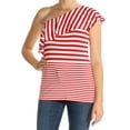 thumbnail image 3 of INC Womens Red White Striped Ruffled Sleeveless Top M, 3 of 4