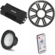 Kicker 48PXA6001 Weatherproof Powersport Mono Amp & 10" 2 Ohm Marine Subwoofer ( Charcoal Grill ) Includes LED Remote