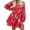 Red, variant on TIHLMK Long Sleeve Dress Women Summer Casual Dress V-Neck Floral PrintLong Sleeve Knee-Length Dress