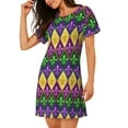 thumbnail image 2 of Naloa Mardi Gras4 Print Women Nightgowns,Womens Loungewear,Short Sleeve Sleepwear,Comfy Ladies Nightdress, 2 of 6