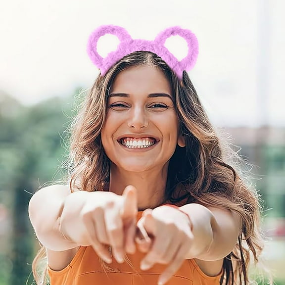 Winter Thick Stuffed Headband Cartoon Shaped Bear Ears Hair Hoop for Women Party Makeup Accessory