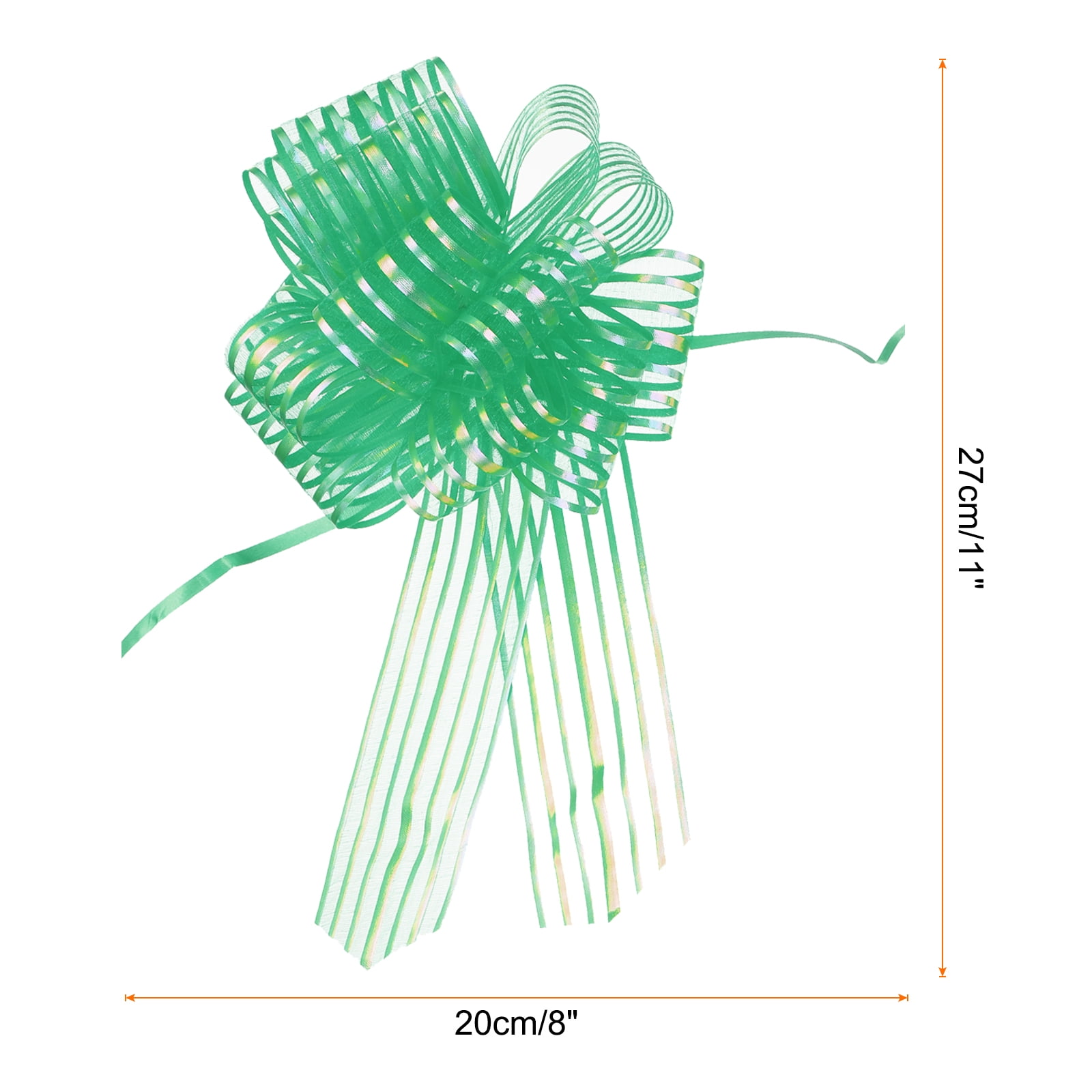 15pcs 8 Inch Organza Large Pull Bow Gift Wrapping Bows Ribbon Chiffon Yarn Dark Green for Christmas