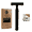Black, variant on Long Handled Butterfly Open Safety Razor For Men Women + 5 Shaving Blades