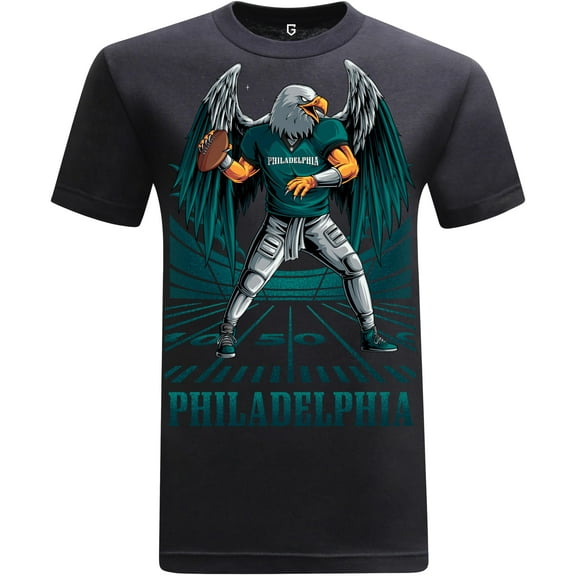 Game Garment Football Team Fan Sports Short Sleeve Crewneck Mens T-Shirts - Football Graphic Tees Men - Philadelphia Black XS-3XL