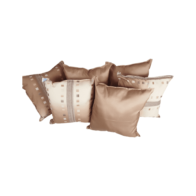 Set 6 Cojines Decorativos 3 Decorados 3 Lisos Café Cappuccino