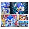 thumbnail image 2 of Fondo de fotografía de Sonic, el erizo de velocidad, héroe corredor, fondo de fotografía de dibujos animados para cumpleaños de niños, accesorios de vinilo de poliéster rojo y azul, 2 of 5