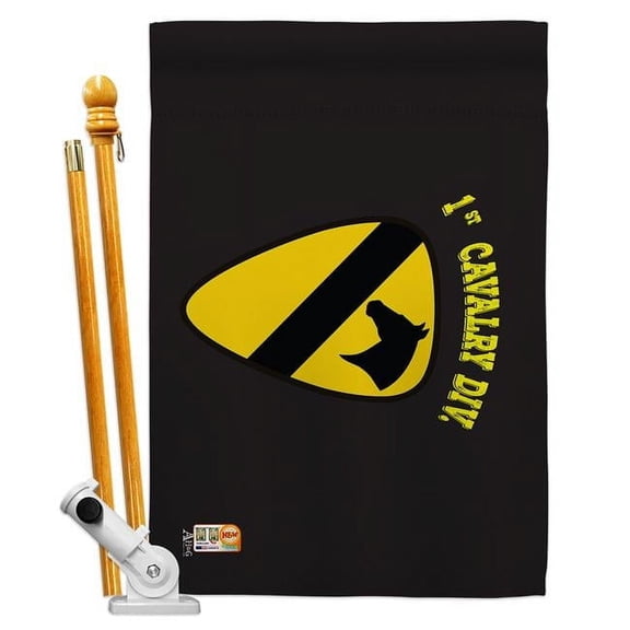 Americana Home & Garden AA-MI-HS-140375-IP-BO-D-US18-AG 28 x 40 in. Black 1st Cavalry Military Impressions Decorative Vertical Double Sided House Flag Set & Pole Bracket Hardware Flag Set