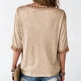 thumbnail image 4 of Women Fall Thanksgiving Autumn Tree Graphic T-Shirt V Neck Short Sleeve Casual Loose Holiday Tee Top Beige 2XL, 4 of 4
