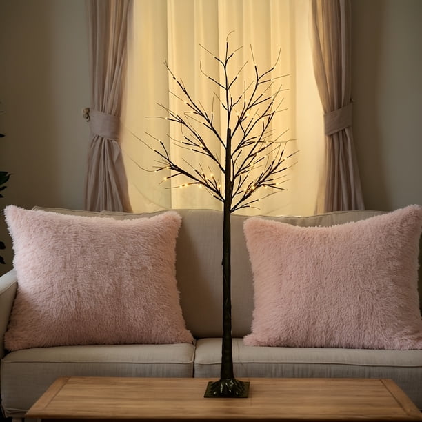 Lámpara de pie LED con forma de árbol de abedul en tamaños de 121.92cm, 152.4cm y 182.88cm, un árbol de abedul artificial adornado con luces, ideal para decoración del hogar, bodas,