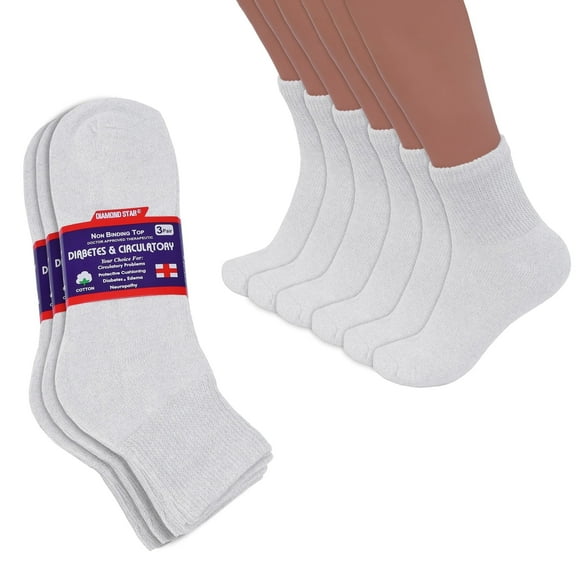Diabetic Ankle Socks, Non-Binding Circulatory Cushion Cotton Quarter Socks for Men’s Women’s (White - 12 Pairs, Socks Size 10-13, Fit Men's Shoe Size 7-12)