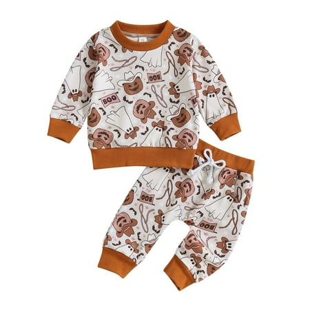 

WUDATI Halloween Chistmas Boys Girls Sets Toddler Boys Winter Baby Boy Halloween Pants Outfits Long Shirts Pumpkin Sweatshirt Pants Boys Fall Halloween Clothes Set