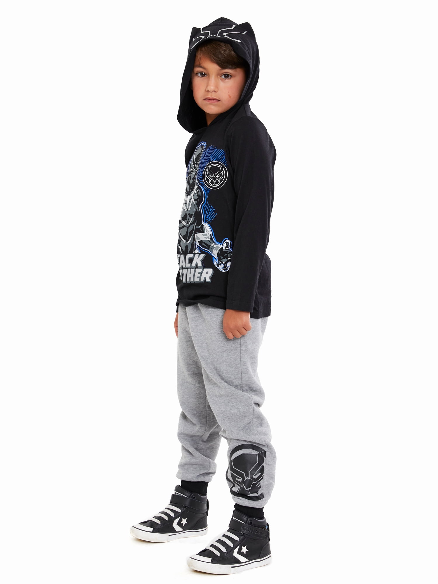 Black Panther Boys Hoodie and Joggers Cosplay Outfit Set, 2 Piece, Sizes 4-10