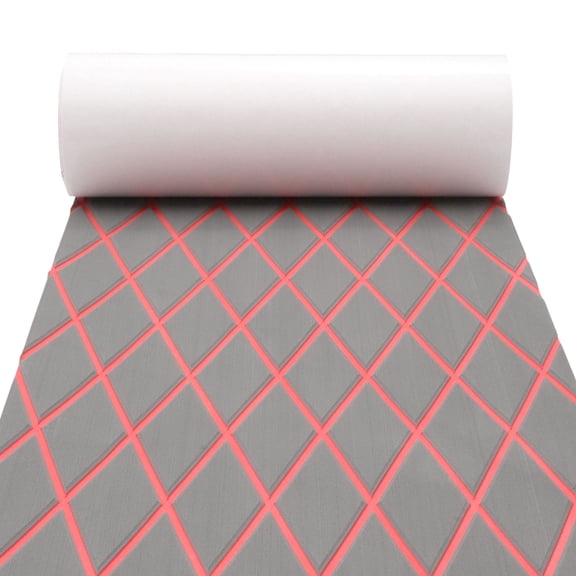 Unique Bargains Self-Adhesive 96 " L x 16 " W Boat Flooring Strip Cut EVA Foam Sheet Non-Slip Traction Pad for Boats Decking Surfboard Paddle Dark Gray with Red Line