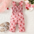 thumbnail image 4 of BOOMNY Toddler Girls Romper Jumpsuits Ruffled Sleeveless Cute Sweet Cherry Printed Romper Jumpsuit Soft Loose Fit Overalls Comfy Girl's Clothes, 4 of 7