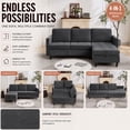 thumbnail image 3 of 4-in-1 Sectional Couches with Storage Chaise, 77.6" L-Shaped Sectional Sleeper Sofa with Type-C & USB Port & Side Pocket, Comfy Chenille 3-Seat Modular Couch for Bedroom/Living Room, Grey, 3 of 10