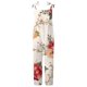thumbnail image 4 of ICHUANYI Clearance Women's Casual Sleeveless Strap Floral Printed Spaghetti High Waist Wide Leg Jumpsuit Rompers(White, XXL) ICHUANYI WER2023081108561, 4 of 4