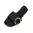 thumbnail image 5 of Eltusu Women Flat Slide Sandals, Holiday Slip On PU Open Toe Summer Shoes Black Size 8.5, 5 of 6