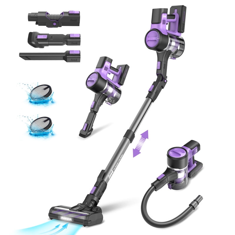 Homadio Cordless Vacuum Cleaner, 350W 26KPa 50Mins Cordless Stick Vacuum with Foldable Tube & Self-Standing, Lightweight Wireless Vacuum for Home Pet Hair Carpets Floors