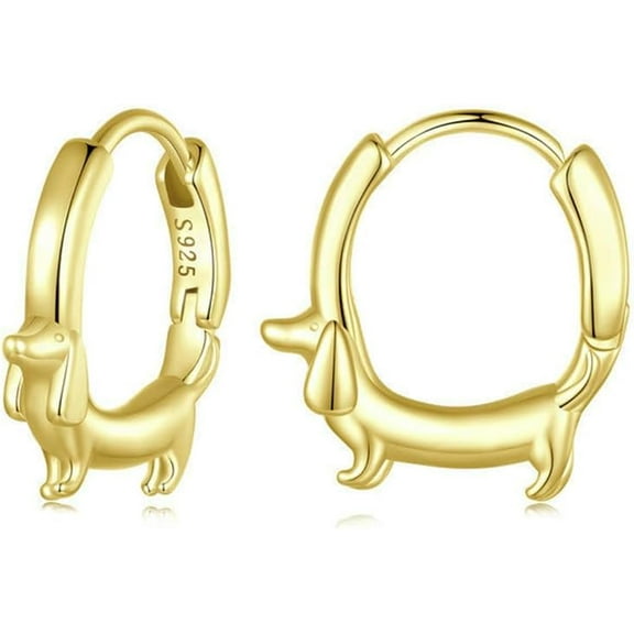 Dachshund Dog Huggie Hoop Small Earrings 925 Sterling Silver Puppy Dogs Ear Buckles Tiny Hoops Animal Cute Dainty Hypoallergenic Earring Fine Jewelry Gift for Women Pet Lover Bff