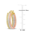 thumbnail image 2 of Gem & Harmony 10K Yellow, White and Rose Gold Triple Row Twisted Hoop Earrings for Women, 2 of 4